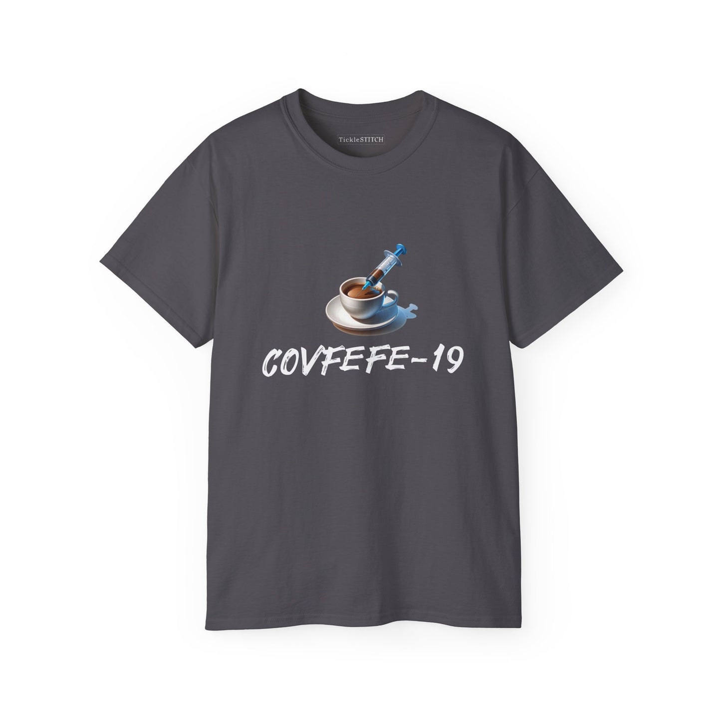 Hilarious Covfefe-19 Covid Coffee Tee: Pandemic Humor & Cafe Style