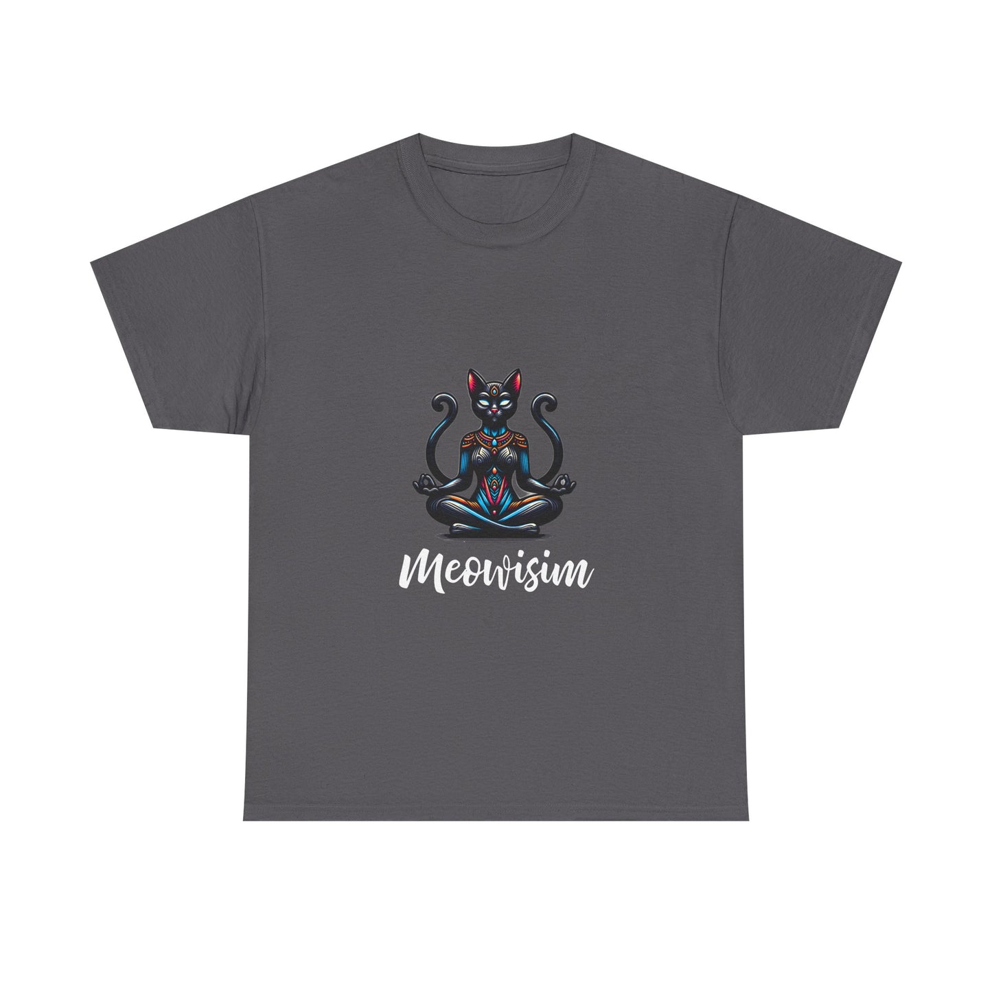 Purr Meowisim Black Two Tails Unique Cat Humor T-Shirt Design