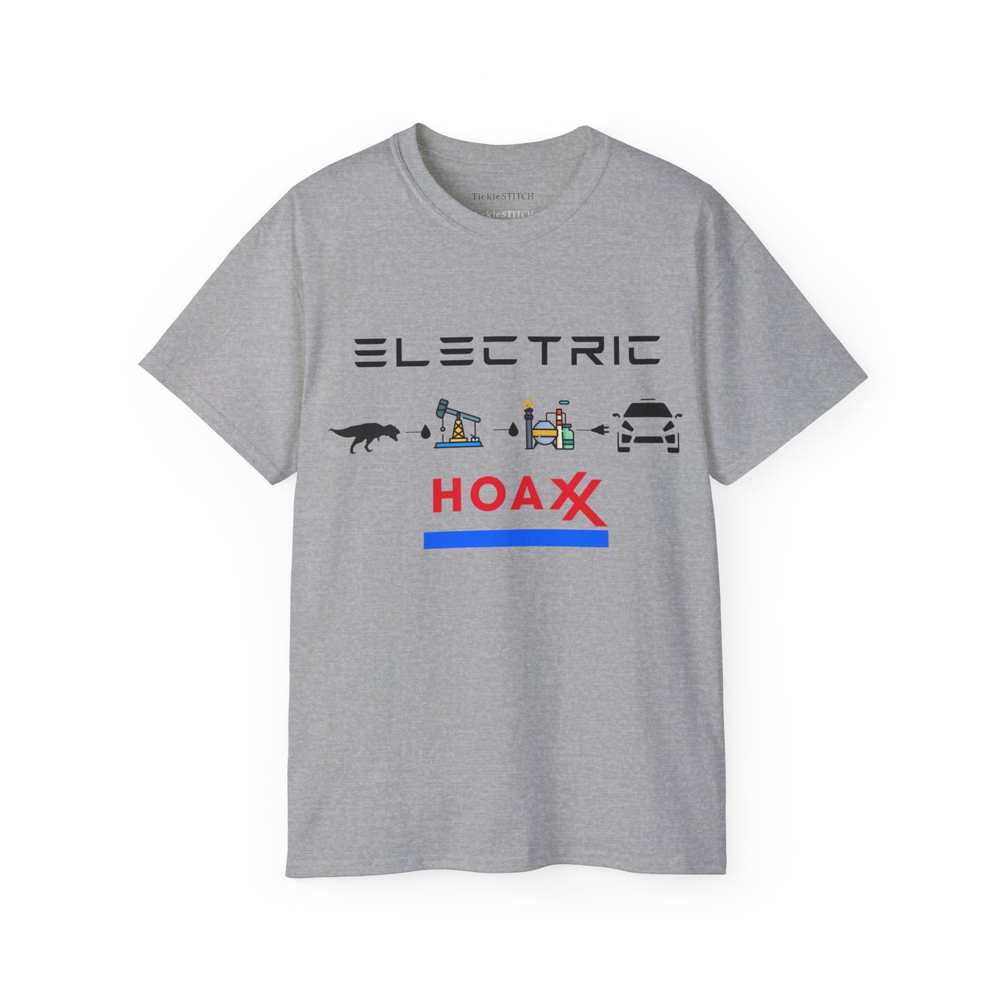 Fossil Fuel Loyalty: Anti-Electric Car Hoax Theory Graphic Tee