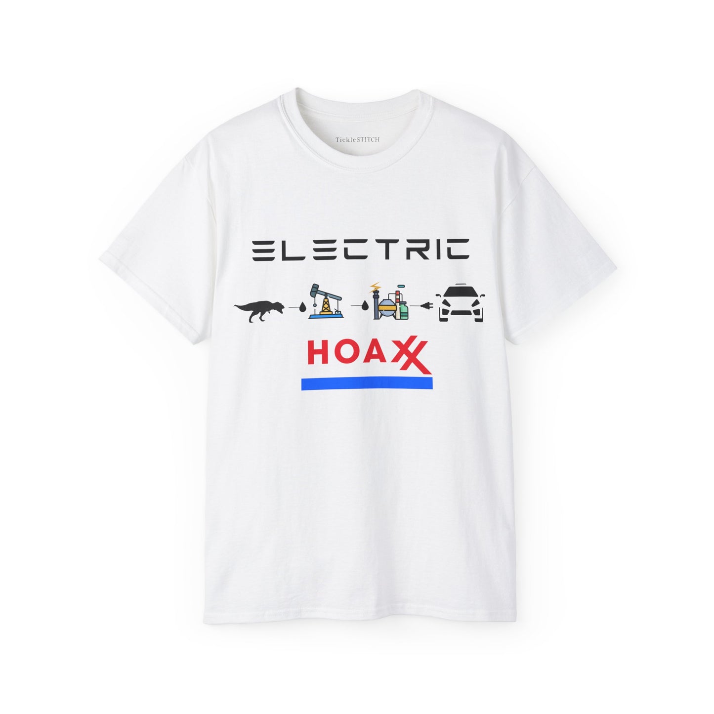 Fossil Fuel Loyalty: Anti-Electric Car Hoax Theory Graphic Tee
