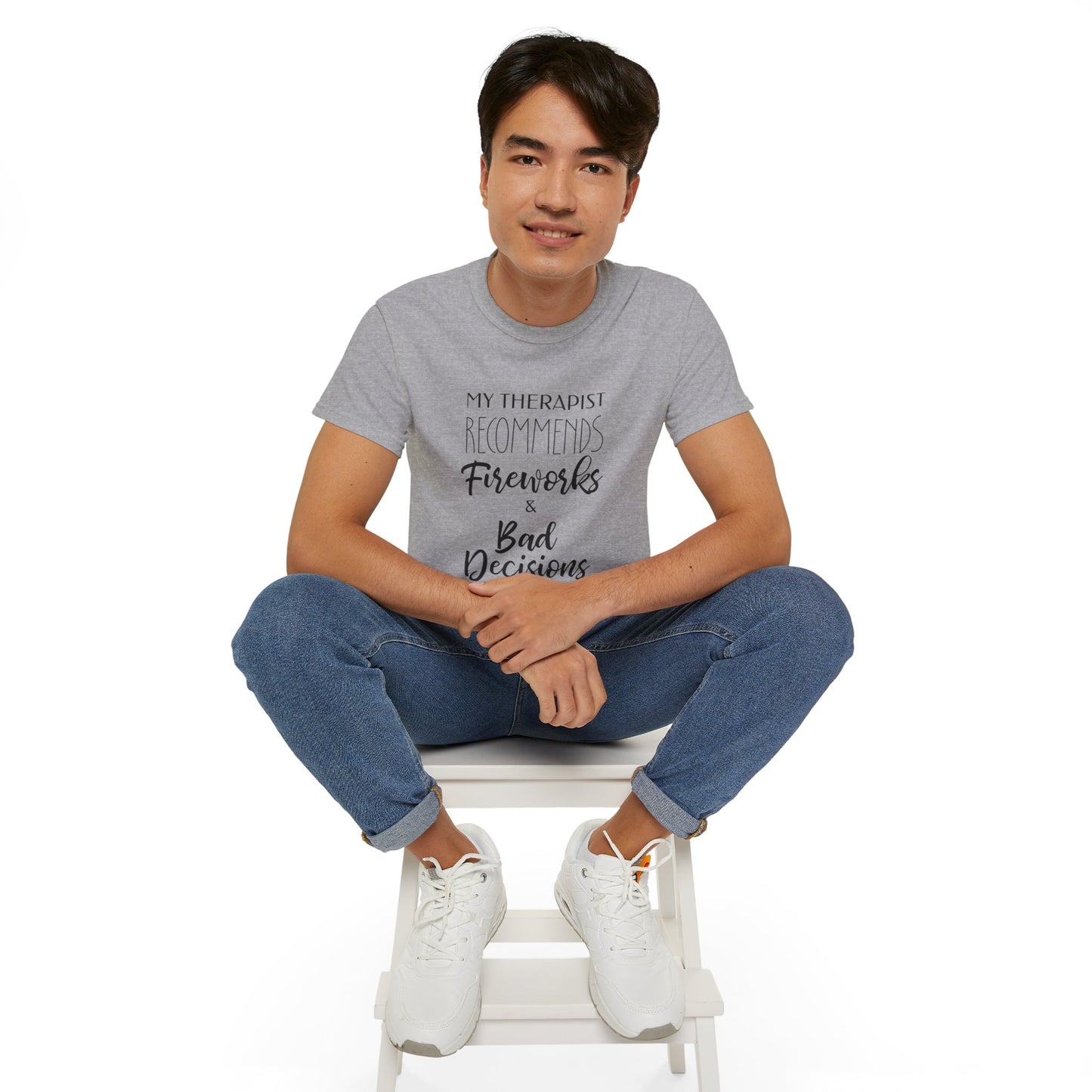 My Therapist Recommends Fireworks & Bad Decisions Humor Tee