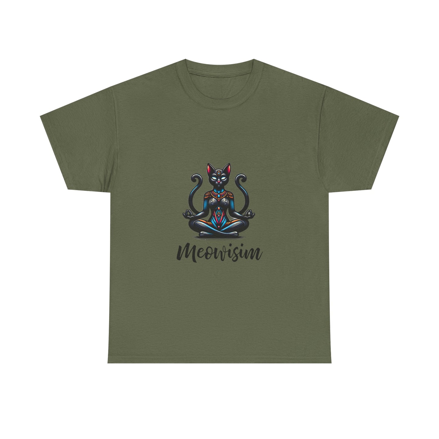 Purr Meowisim Black Two Tails Unique Cat Humor T-Shirt Design