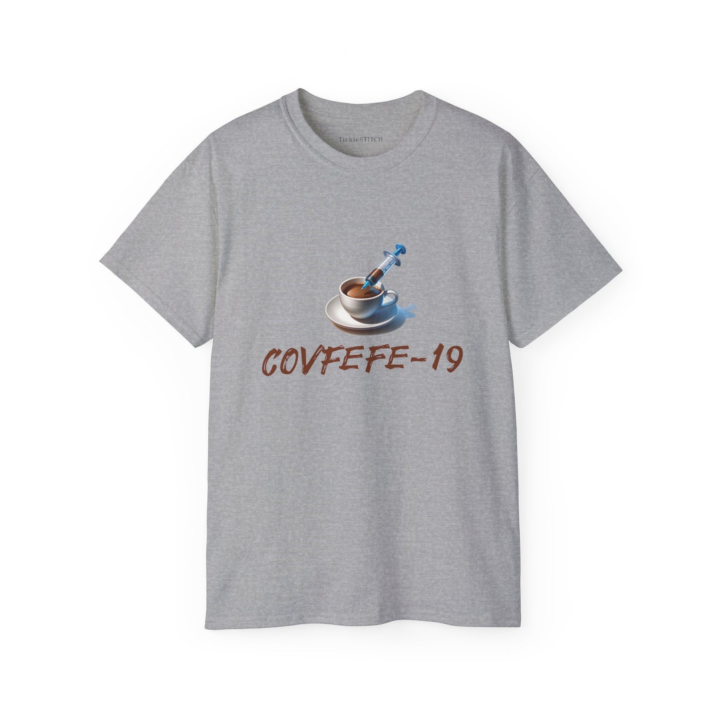 Hilarious Covfefe-19 Covid Coffee Tee: Pandemic Humor & Cafe Style