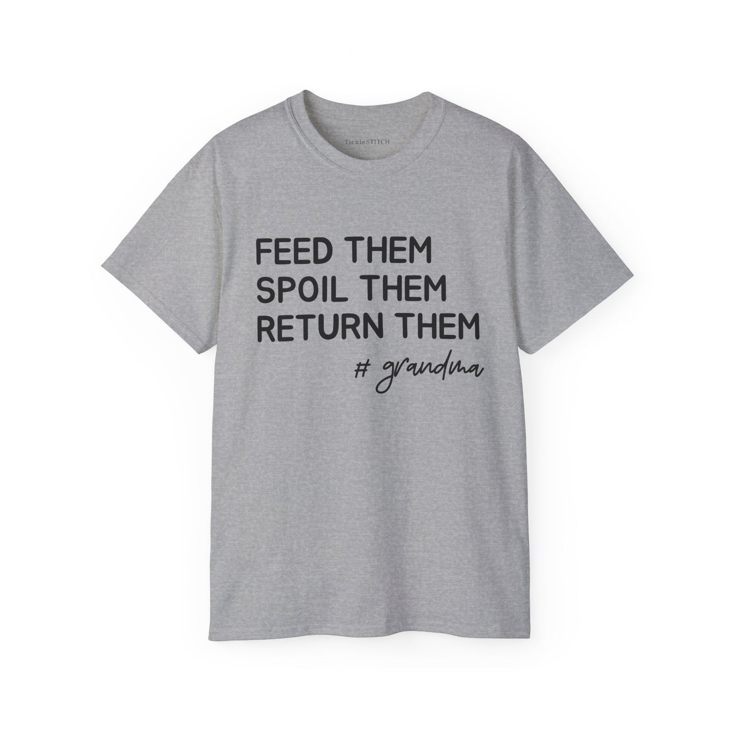 Hilarious Grandparent Tee: Candy & Soda Spoiling Grandma Humor