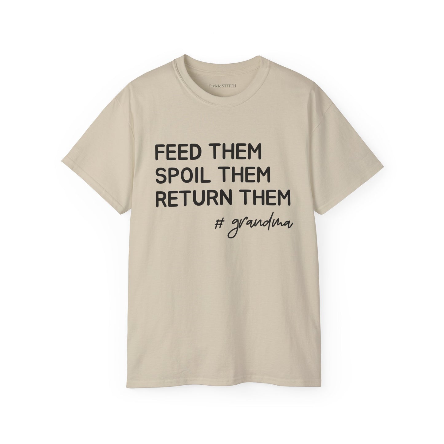 Hilarious Grandparent Tee: Candy & Soda Spoiling Grandma Humor