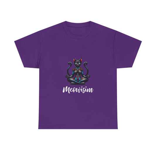 Purr Meowisim Black Two Tails Unique Cat Humor T-Shirt Design