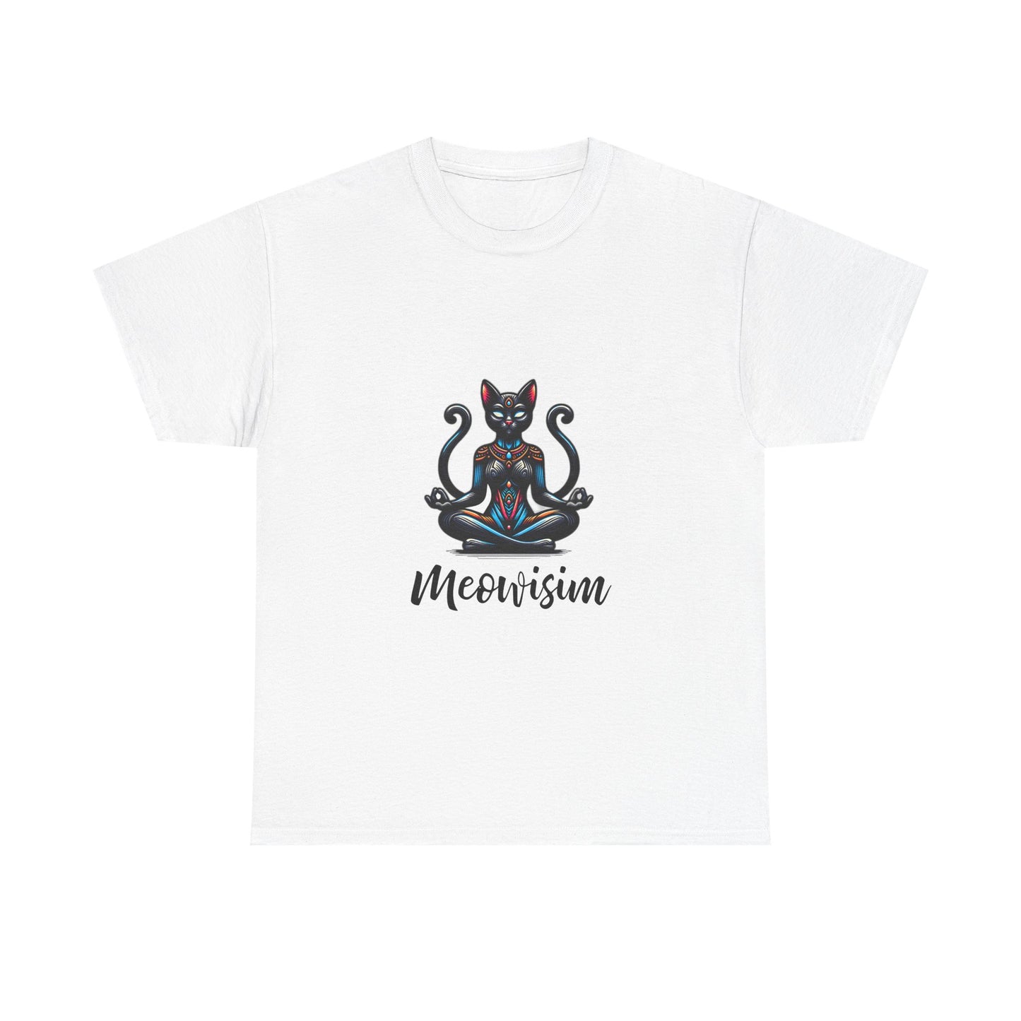 Purr Meowisim Black Two Tails Unique Cat Humor T-Shirt Design