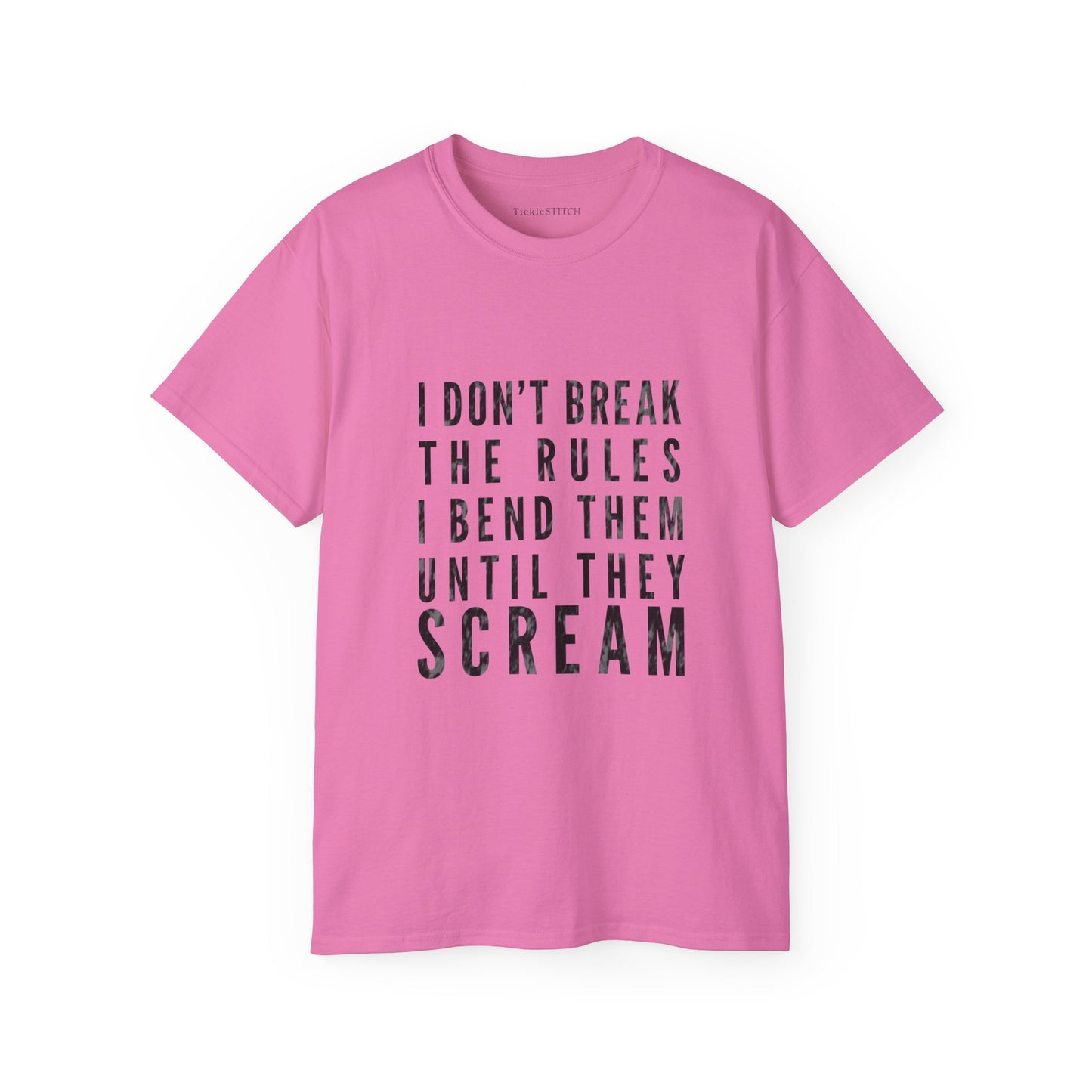 Defiant Gym Humor Tee: I Bend Rules Until They Scream Weightlifting
