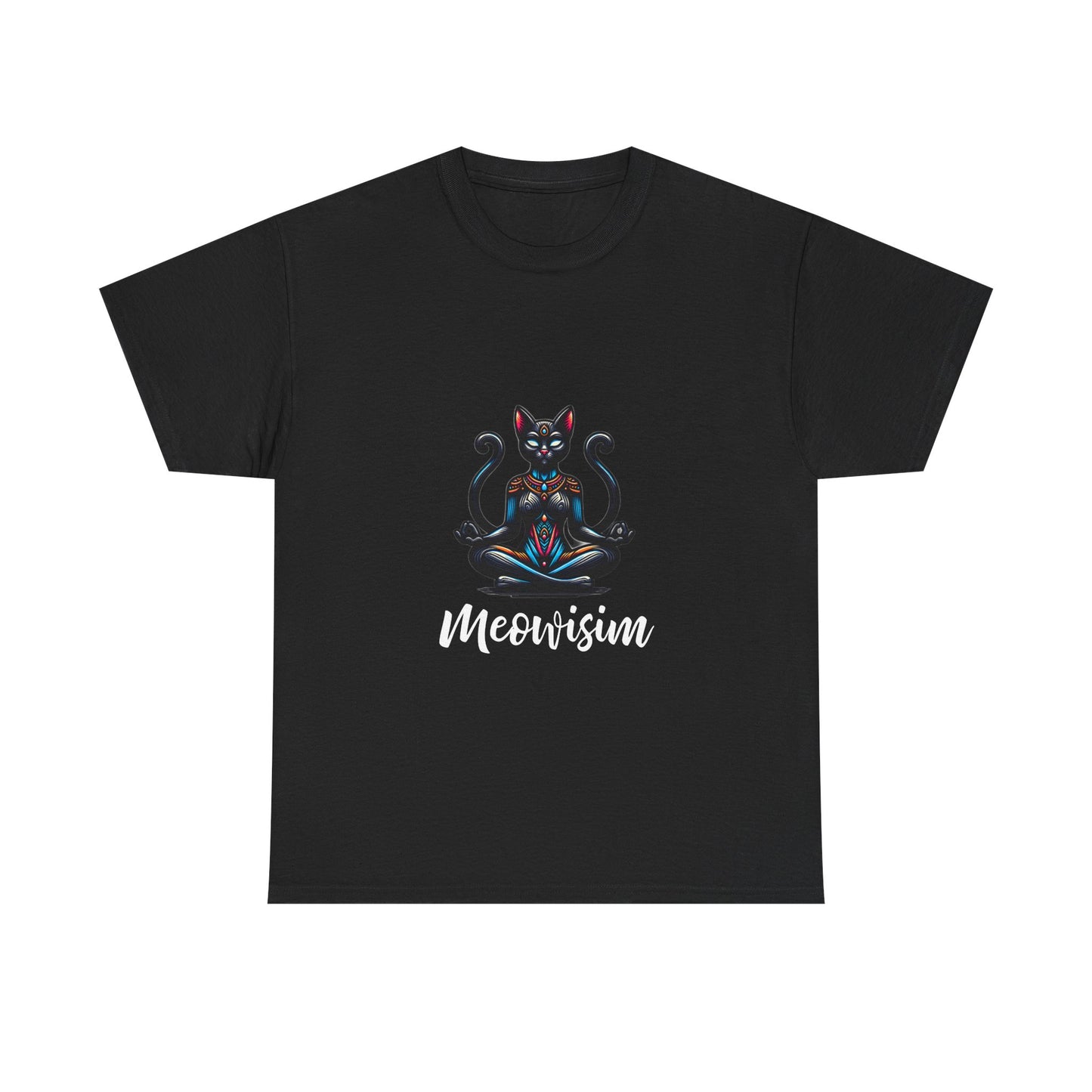 Purr Meowisim Black Two Tails Unique Cat Humor T-Shirt Design