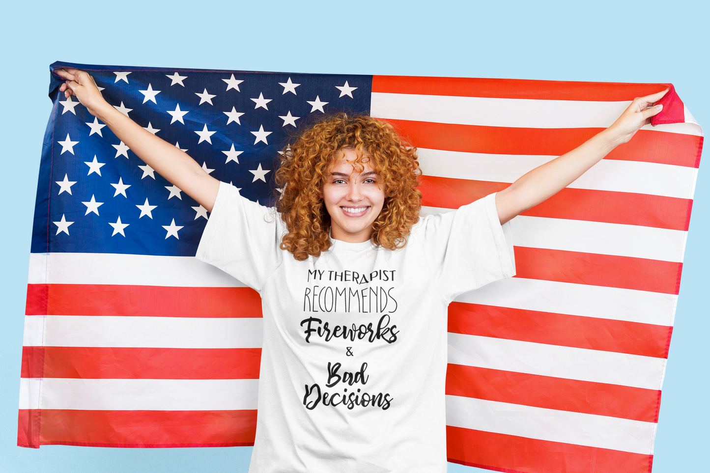 My Therapist Recommends Fireworks & Bad Decisions Humor Tee