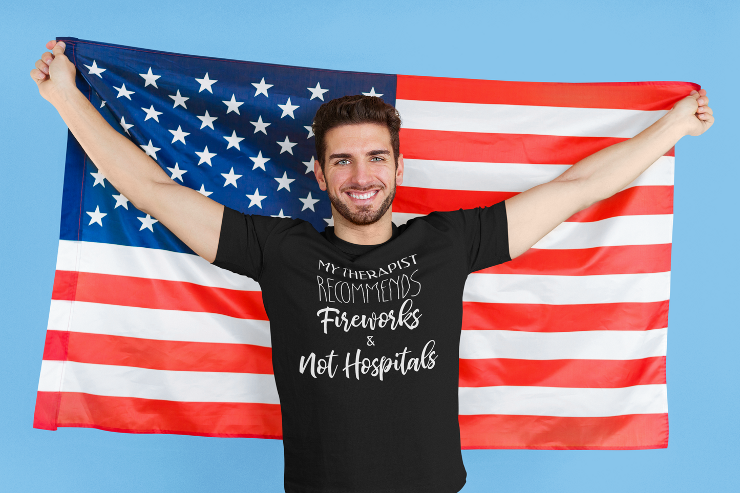 Therapist Recommends Fireworks Not Hospitals Humor Graphic Tee