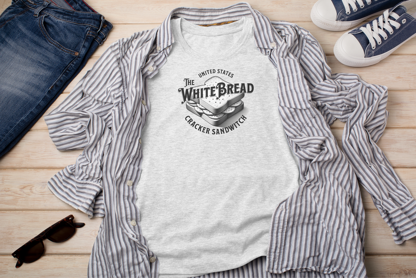 White Bread Cracker Sandwich: Self-Deprecating Satire Tee