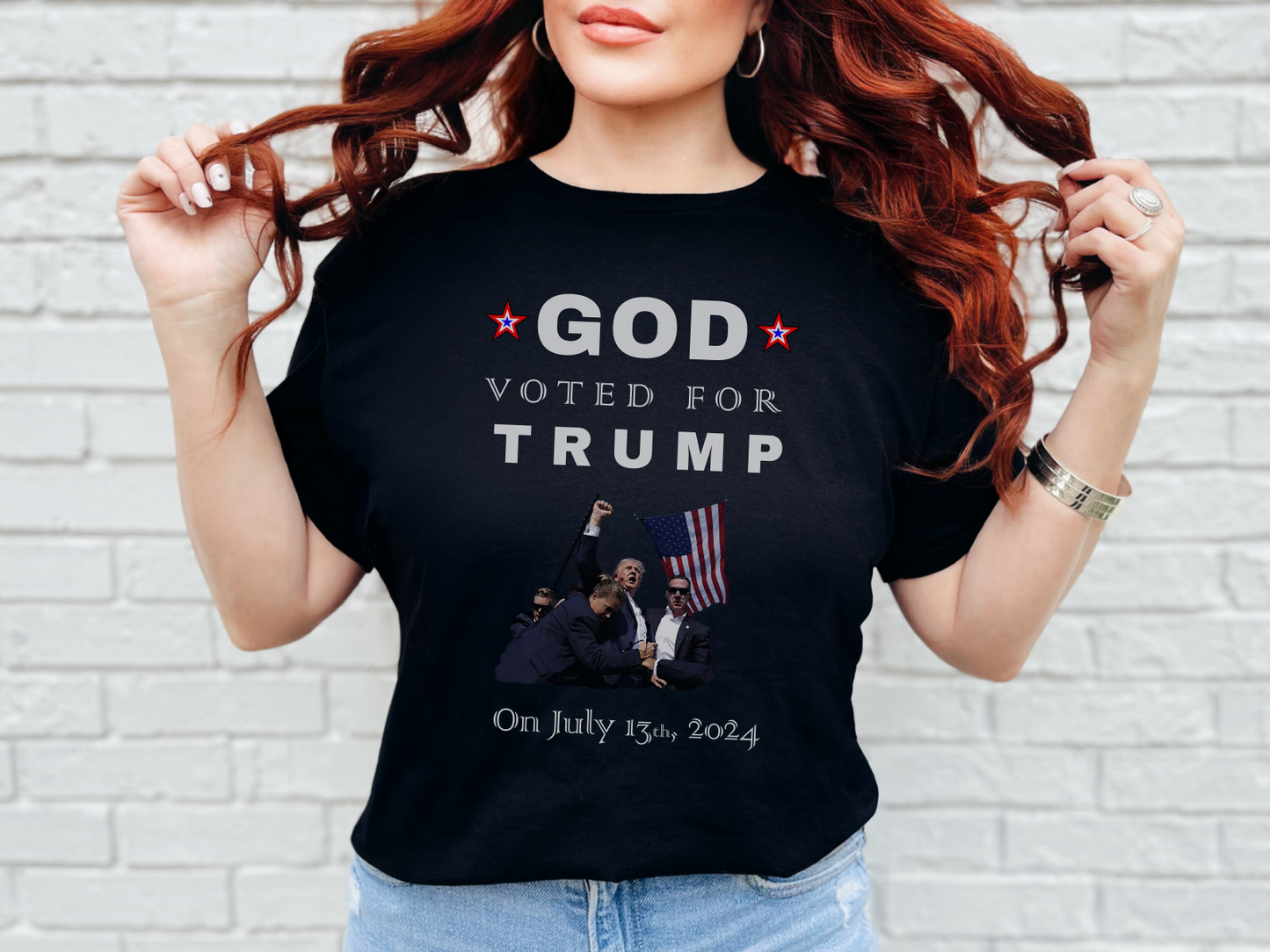 God Voted Trump July 13th – Patriot Conservative Pro-USA Statement Tee