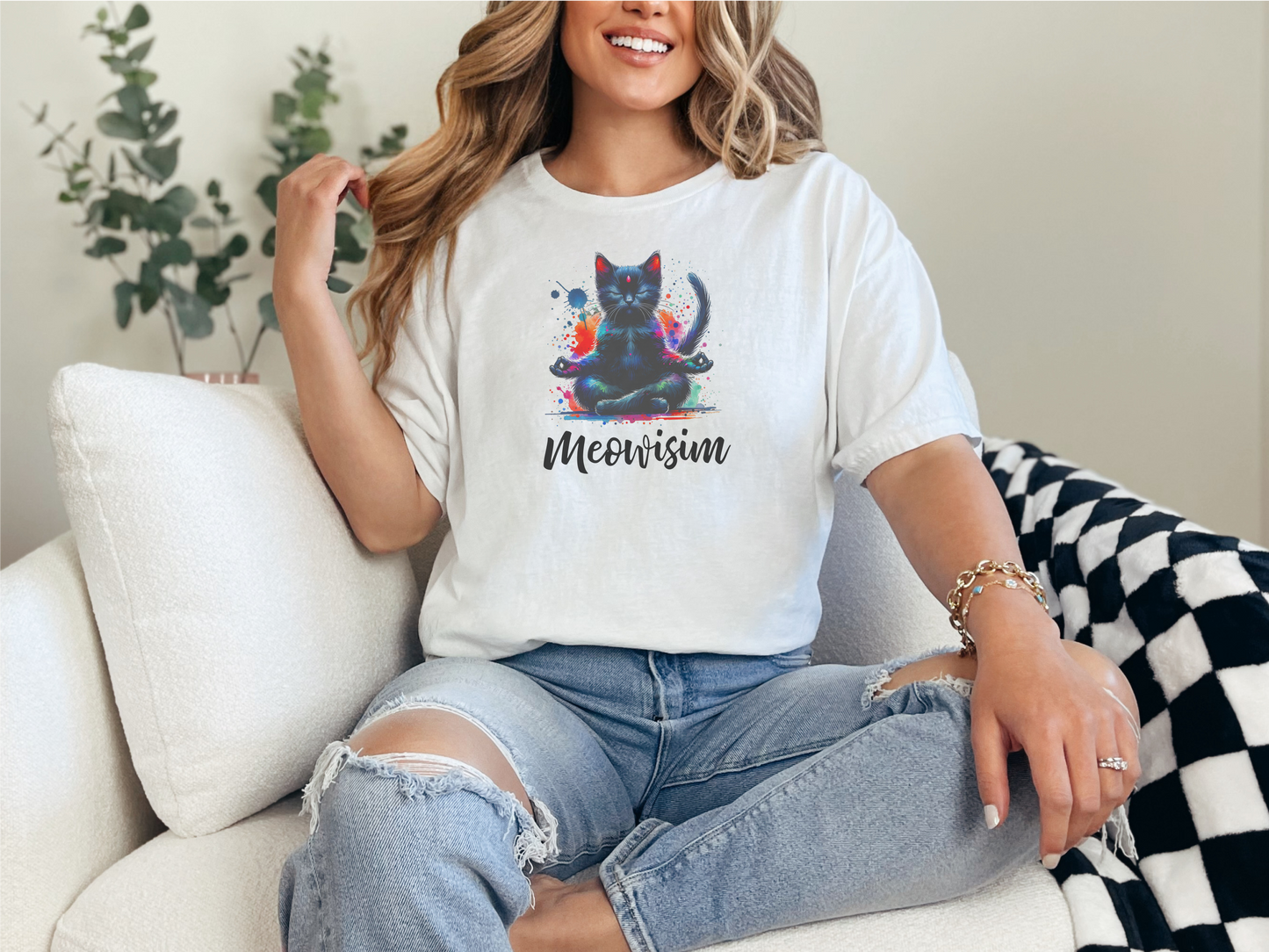 Purr Meowisim Vibrant Rainbow Cat Shirt – Funny Colorful Feline Tee