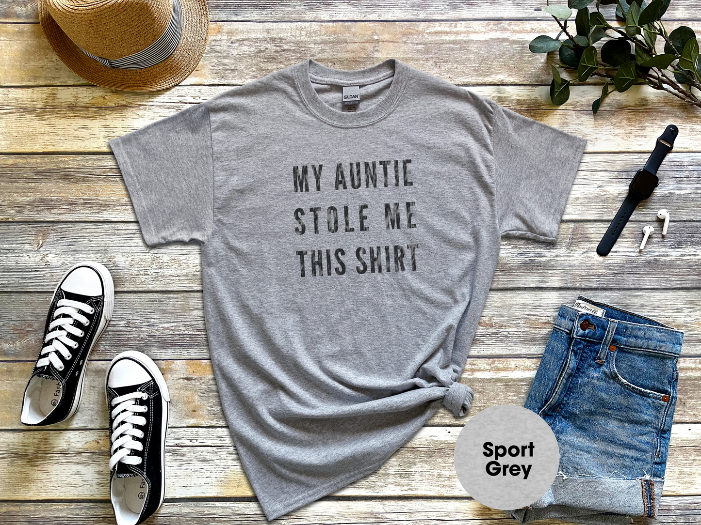 a t - shirt that says, my auntie stole me this shirt