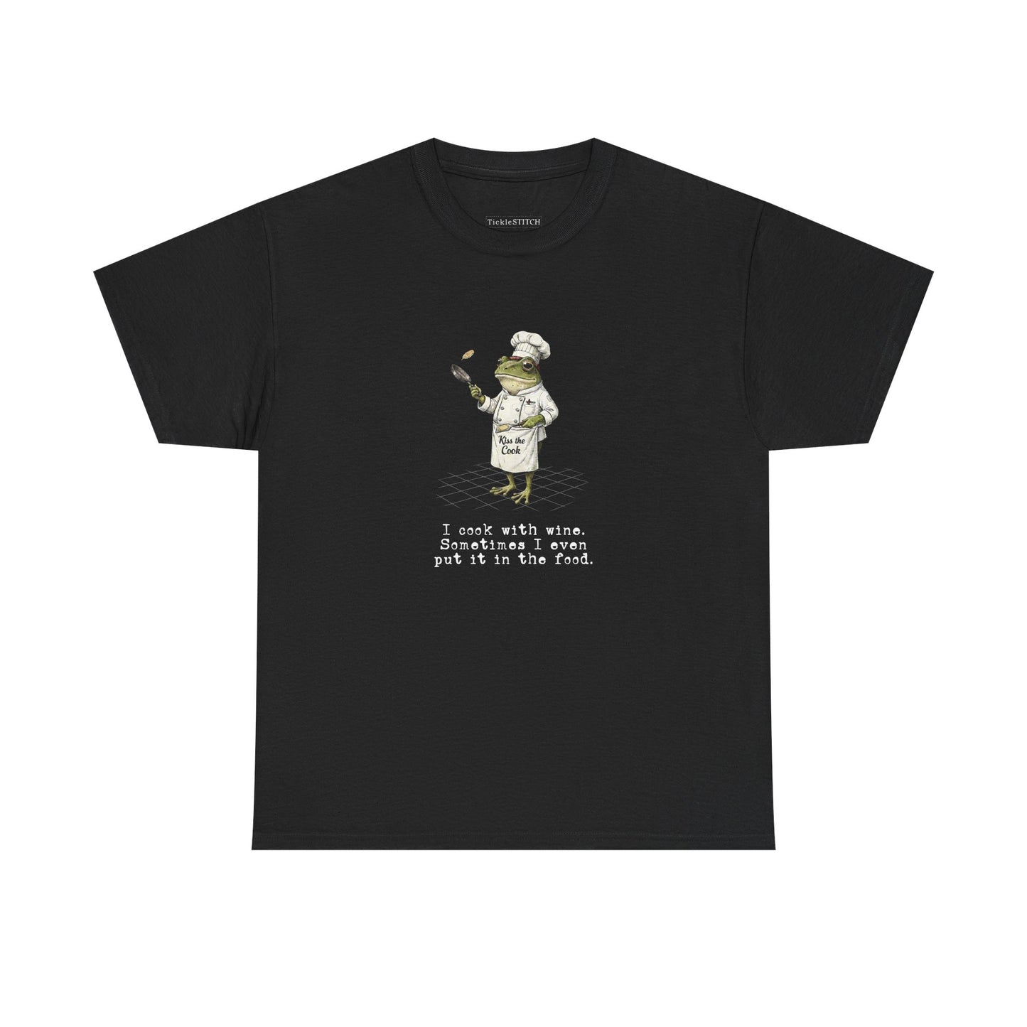 Propeller Hat Chef Frog Wine Lover Tee - Funny Kitchen Humor Gift
