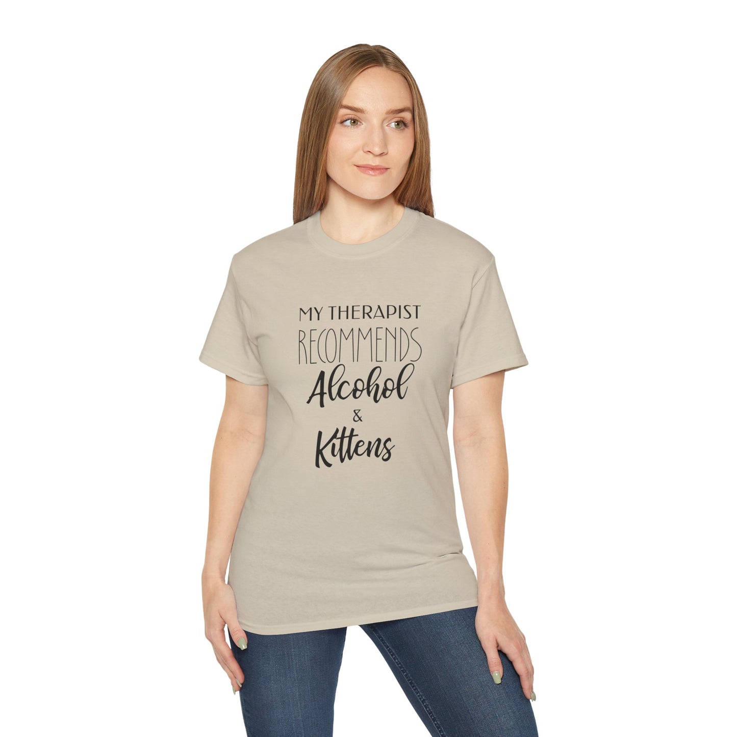 My Therapist Recommends Alcohol and Kittens, Funny Cat Shirt