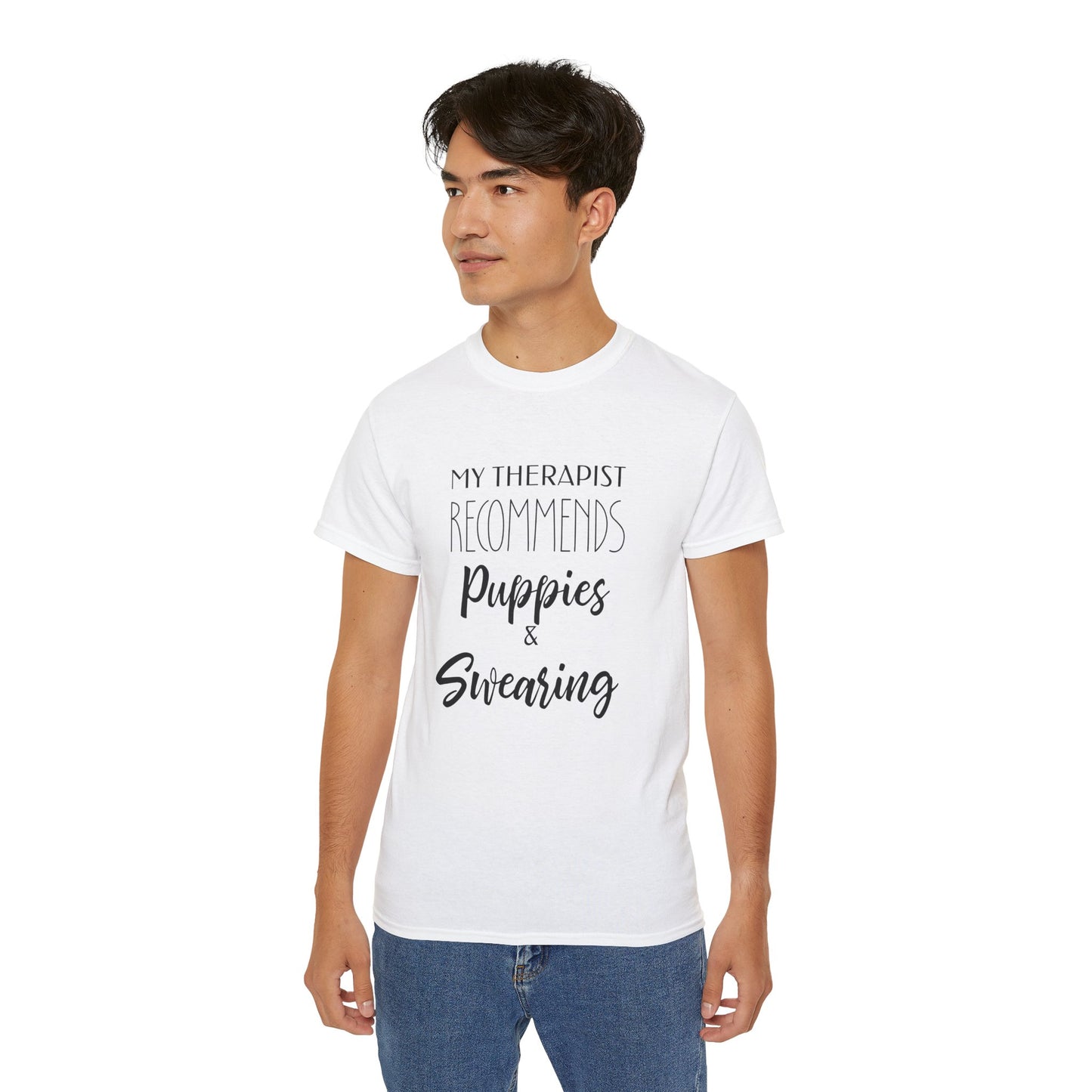 My Therapist Recommends Puppies and Swearing, Dog Shirts for Humans