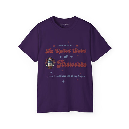 United States of Fireworks Men's T-Shirt | Explosive Patriotism & Dark Humor Graphic Tee