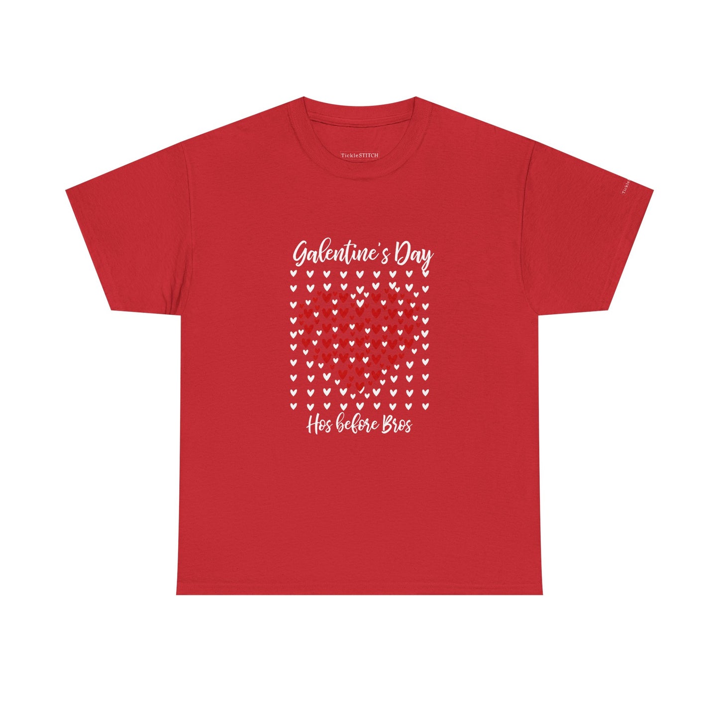 Galentine's Day Hos Before Bros Red White Heart Mosaic T-Shirt