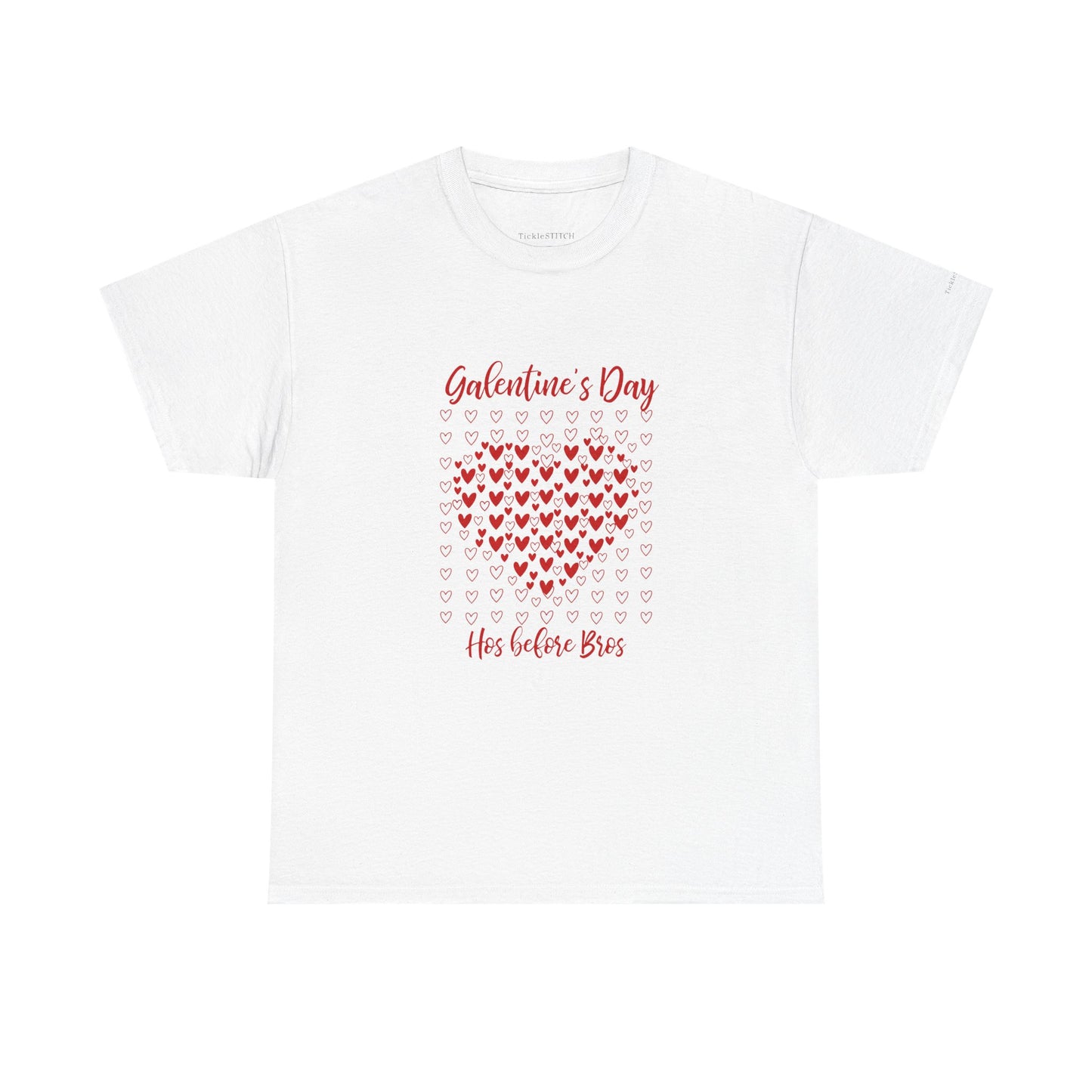 Galentine's Day Hos Before Bros Red White Heart Mosaic T-Shirt