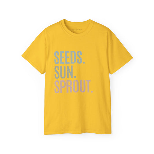 Seeds. Sun. Sprout Cotton Unisex Funny T-Shirt