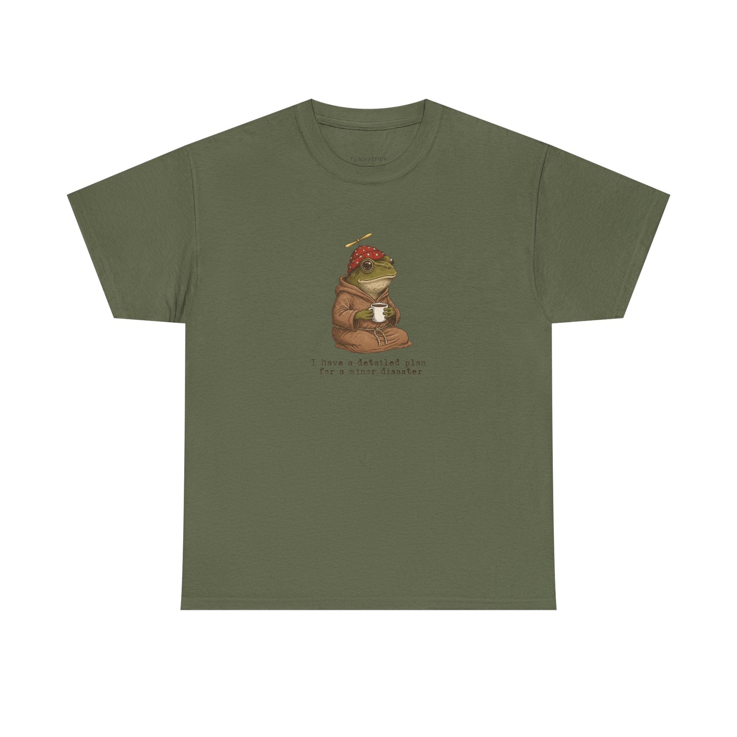 Detailed Plan Minor Disaster Frog T-Shirt - Sarcastic Coffee Frog Tee