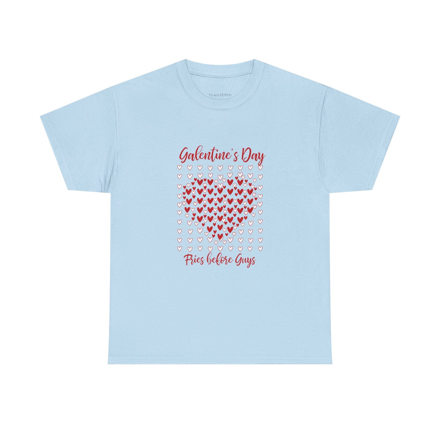 Fries Before Guys Galentine's Day Anti-Valentine Heart Mosaic Tee