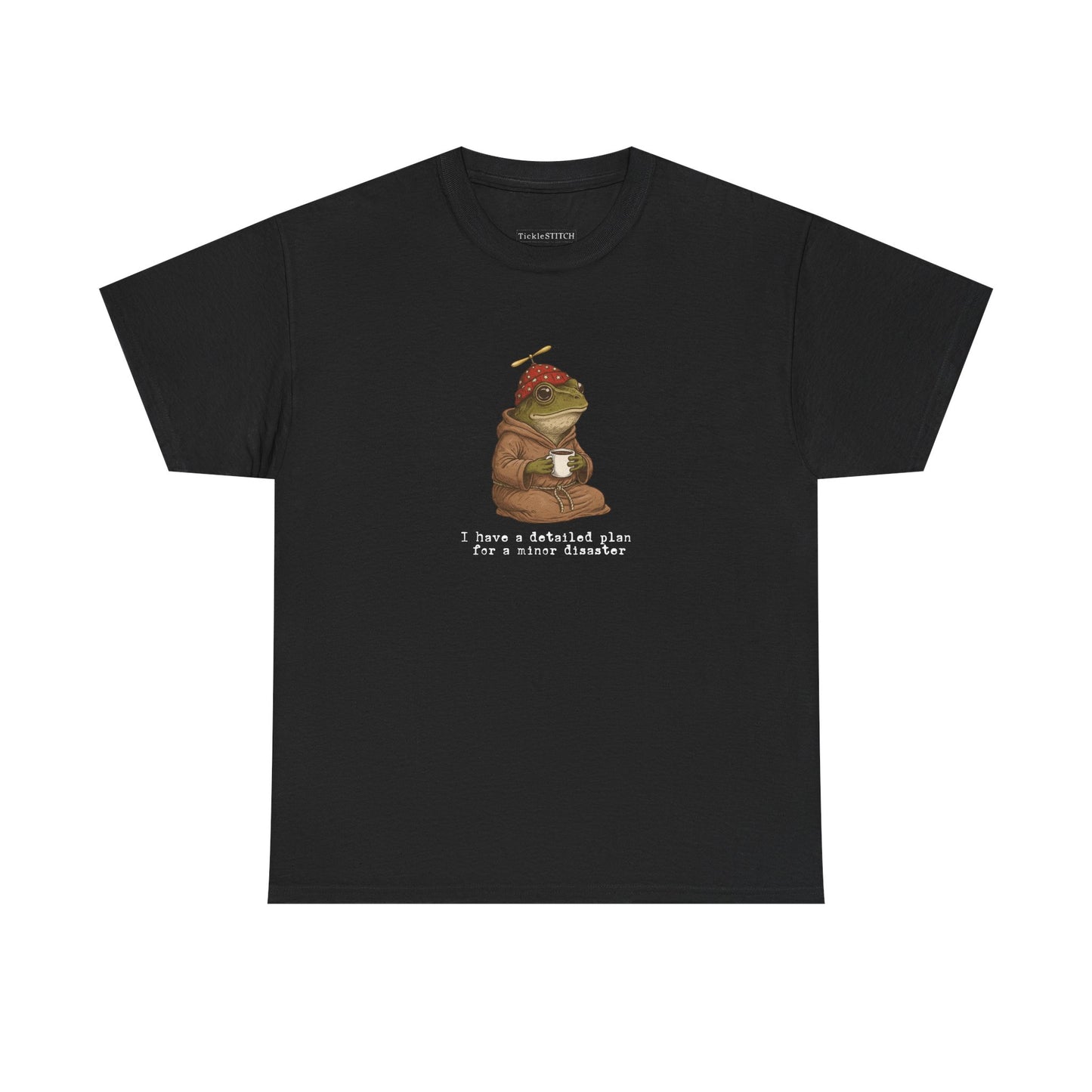 Detailed Plan Minor Disaster Frog T-Shirt - Sarcastic Coffee Frog Tee