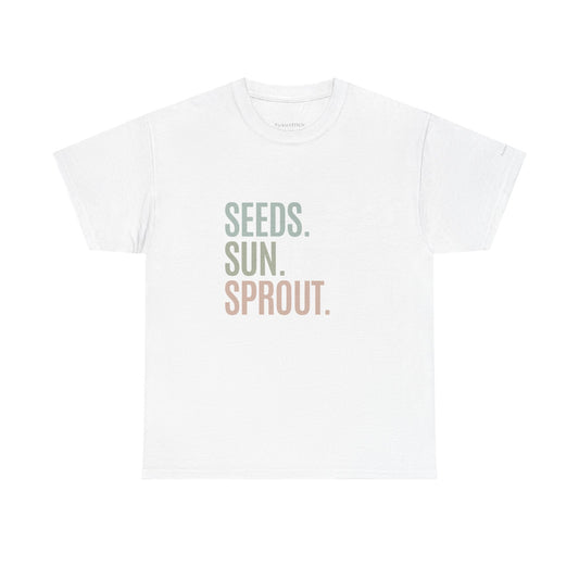 Seeds. Sun. Sprout. Plant Lover Green Thumb Gardening Zen T-Shirt