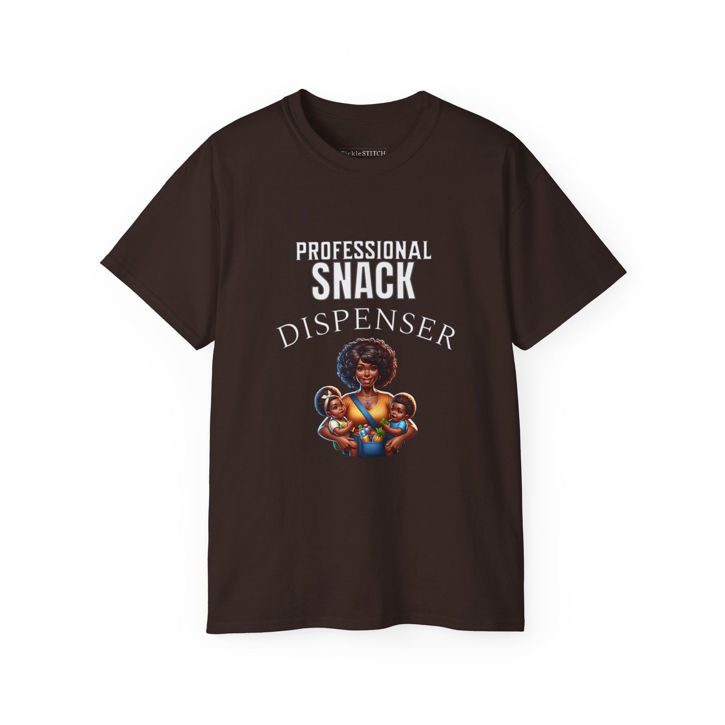 Professional Snack Dispenser Mother Women's Adult Funny Shirt T-Shirt Silly Mom Joke Darker Skin