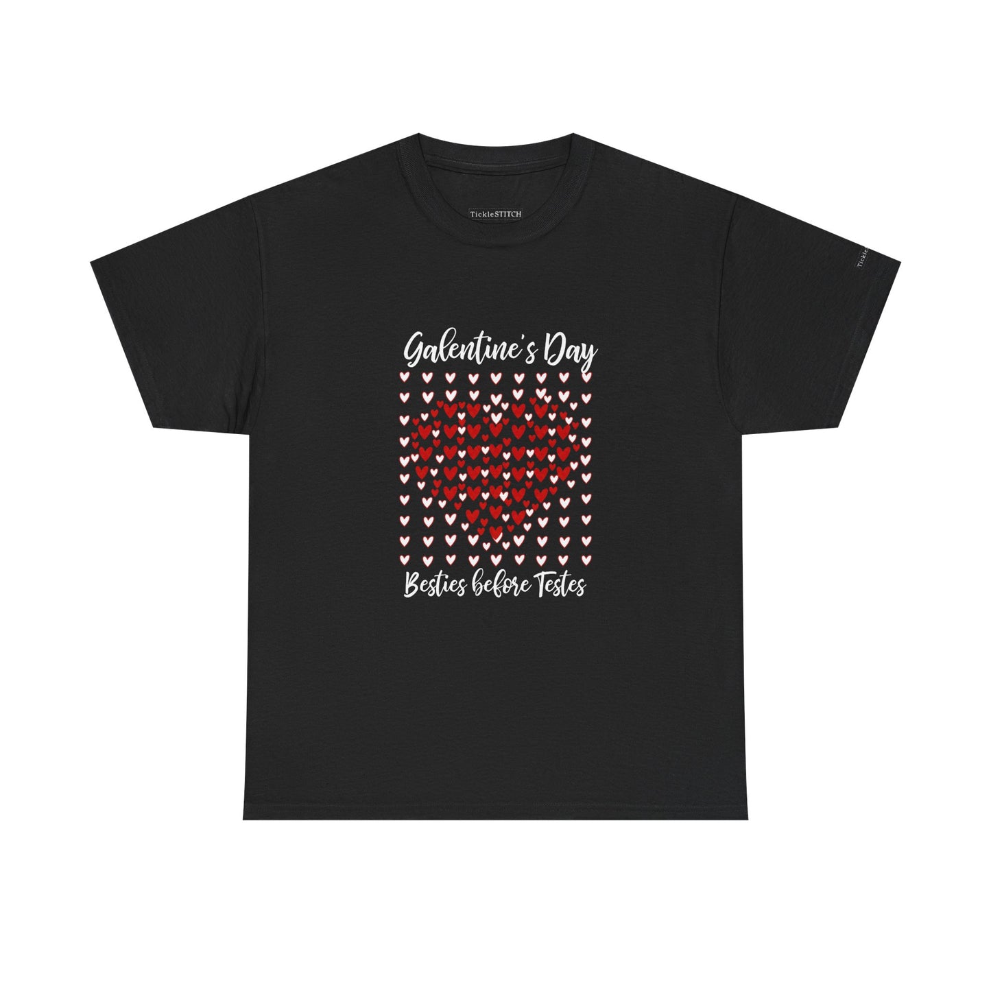 Womens Galentine's Day Besties Before Testes Heart Mosaic Tee