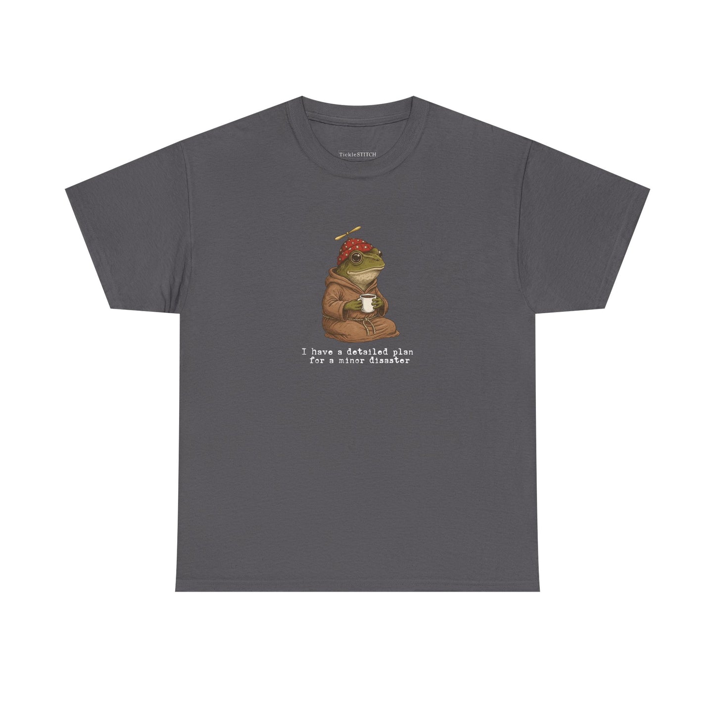 Detailed Plan Minor Disaster Frog T-Shirt - Sarcastic Coffee Frog Tee