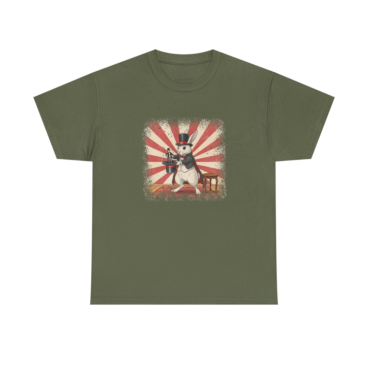 Anthropomorphic Rabbit Magician Pulling Human from Hat Art Tee