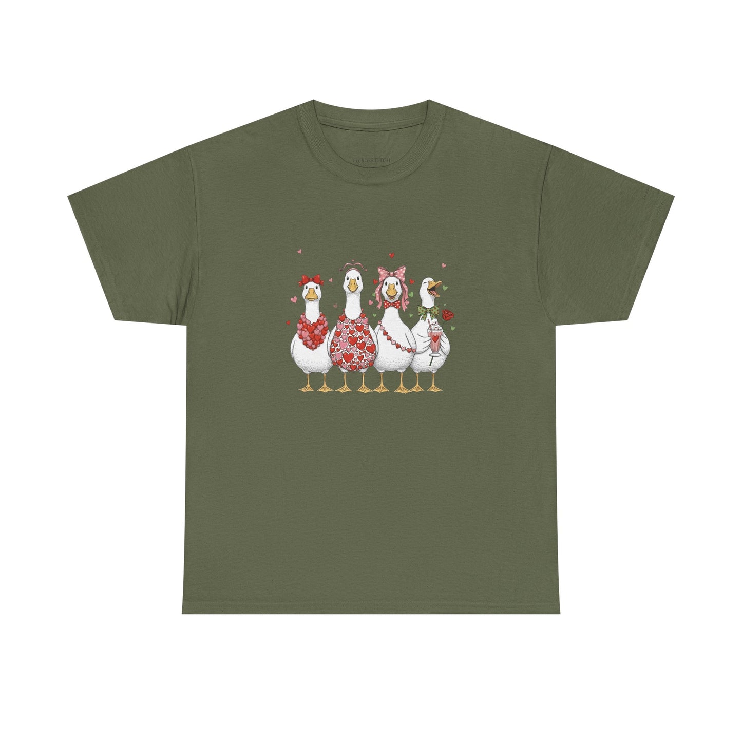 Four Feathery Valentines Geese Gag Gift Tee for Couples & Groups