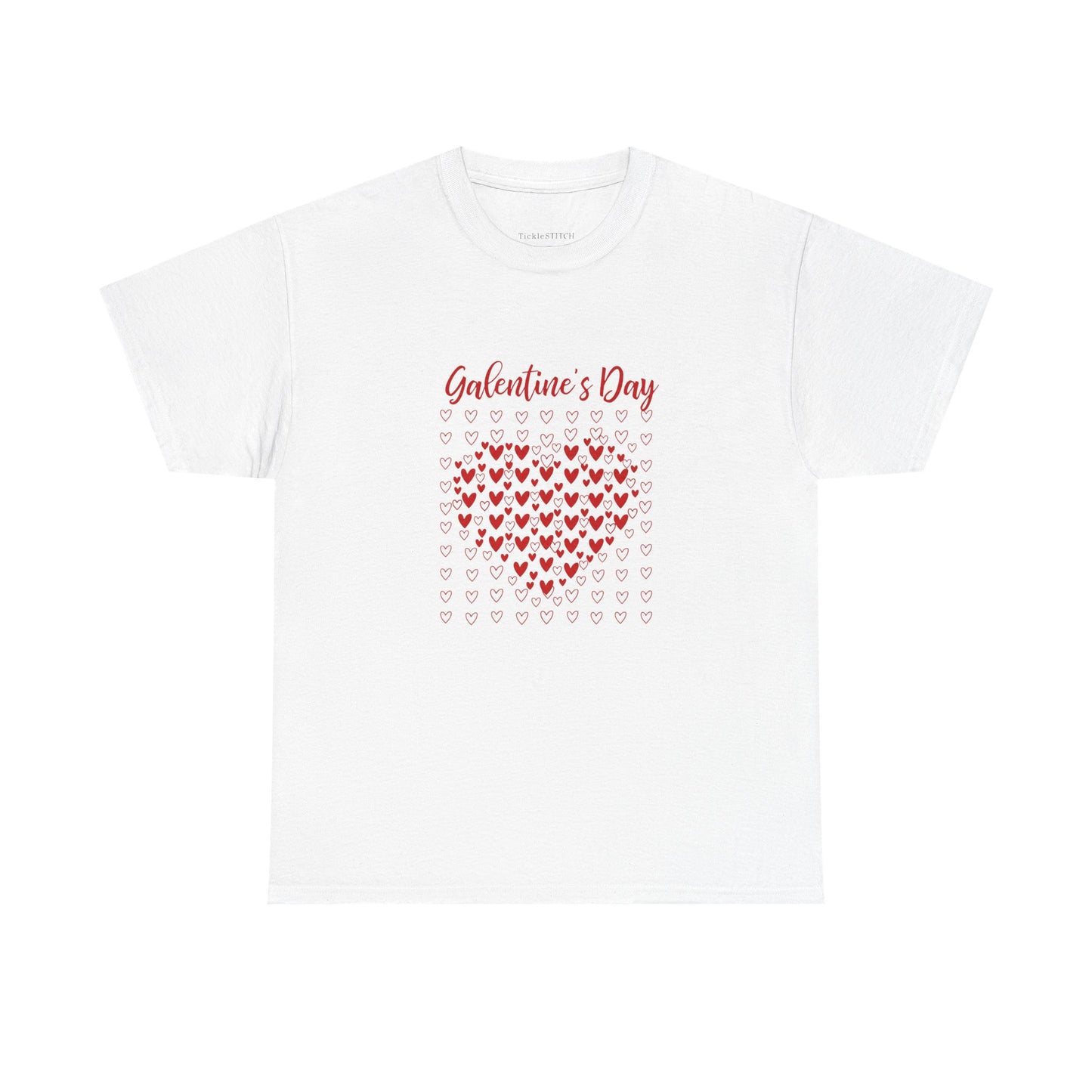 Galentine's Day Heart Mosaic Sketchy Red White Love Pattern Tee