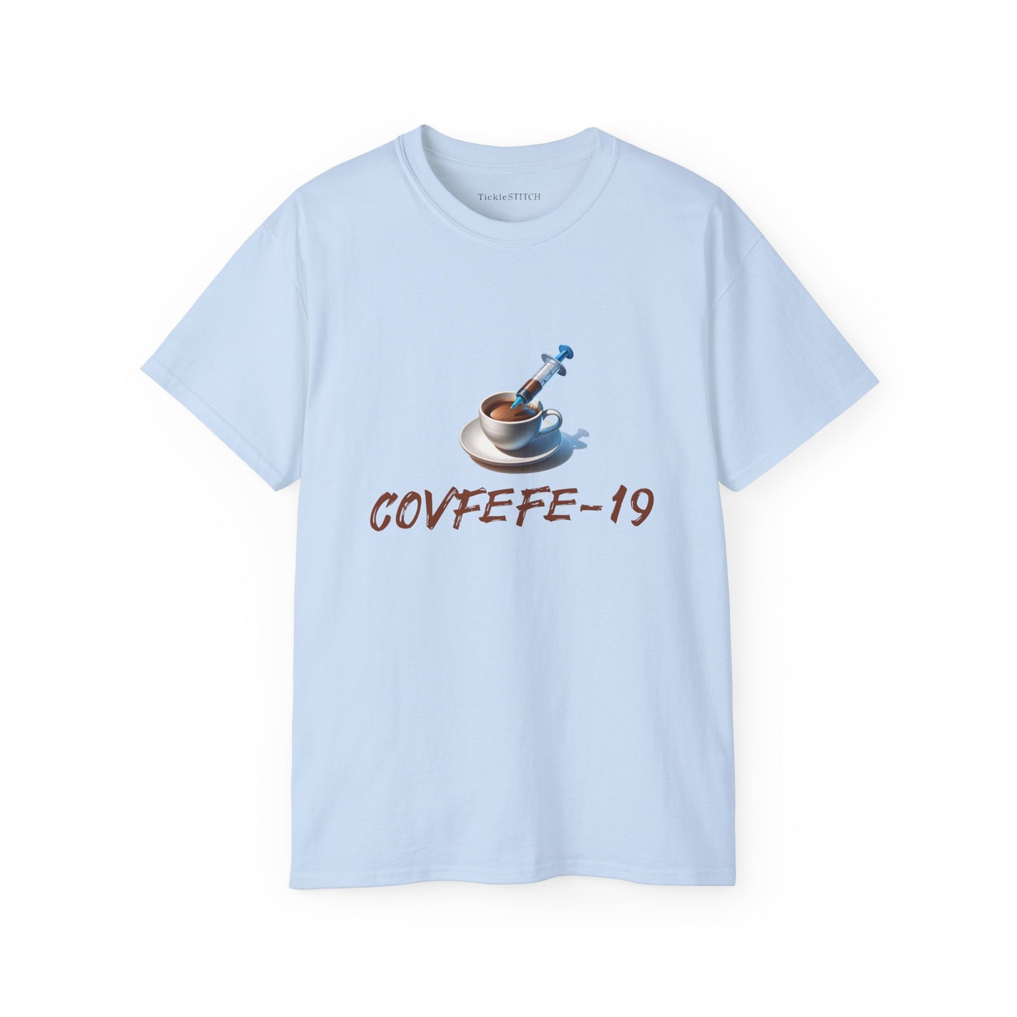 Hilarious Covfefe-19 Covid Coffee Tee: Pandemic Humor & Cafe Style