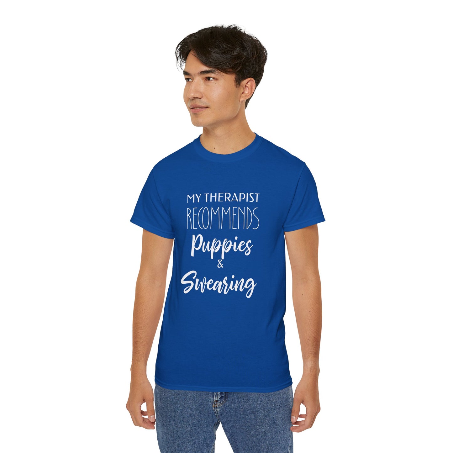 My Therapist Recommends Puppies and Swearing, Dog Shirts for Humans