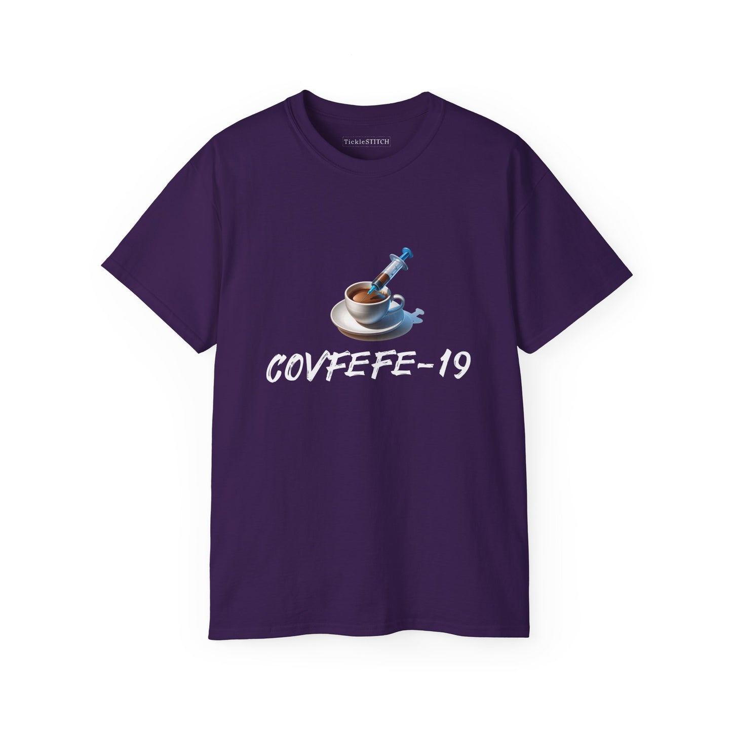 Covid and Coffee, Covfefe-19 Cotton Unisex Funny T-Shirt