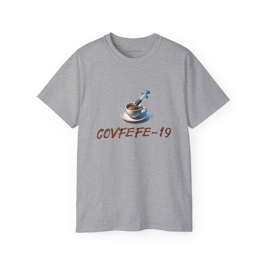 Covfefe-19 Coffee Tee: Hilarious Pandemic Brew for Caffeine Lovers