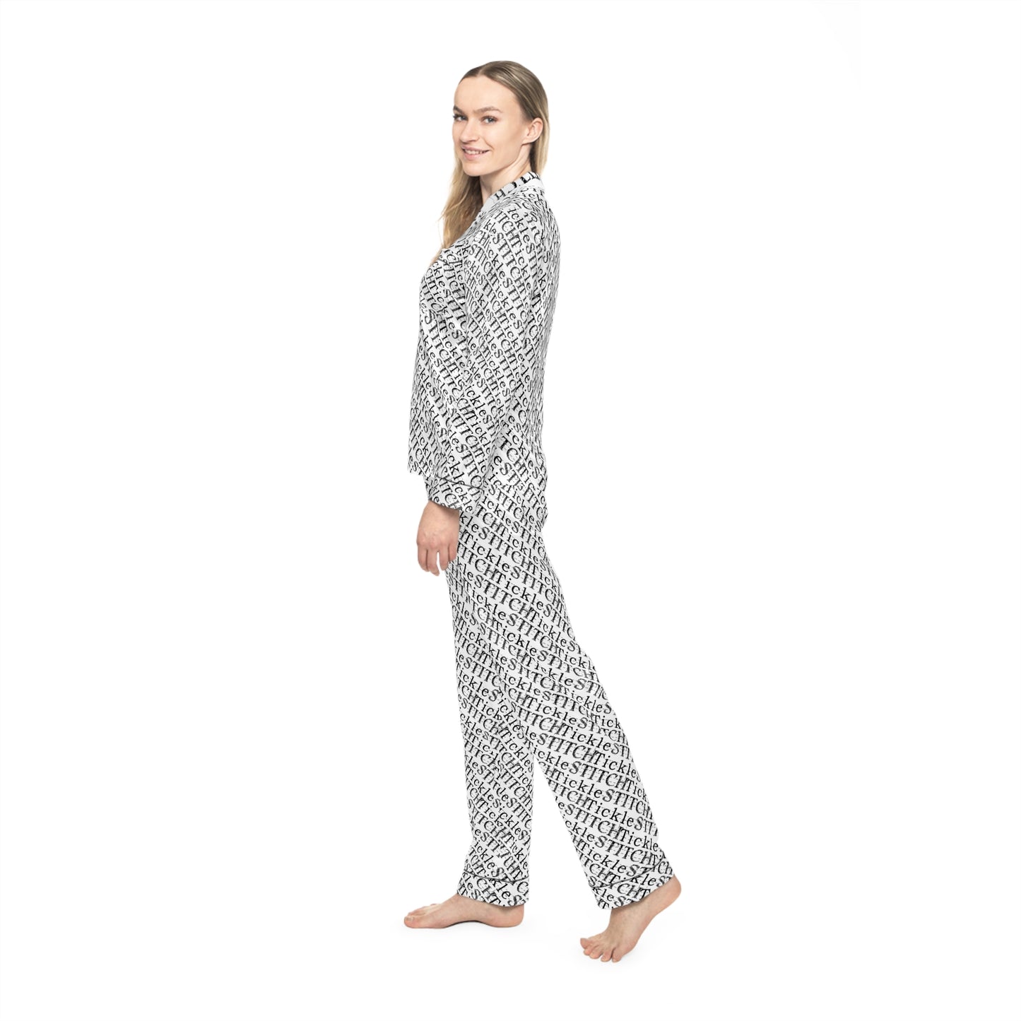 Tickle Stitch Sleepwear – "Dream in Funny!"- Women's Satin Pajamas (AOP)