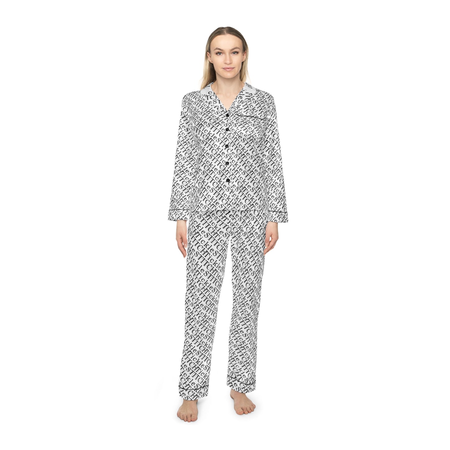 Tickle Stitch Sleepwear – "Dream in Funny!"- Women's Satin Pajamas (AOP)