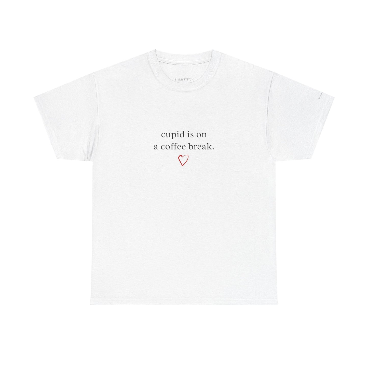Cupid On Coffee Break Funny Valentine's Day Single Life Humor Tee
