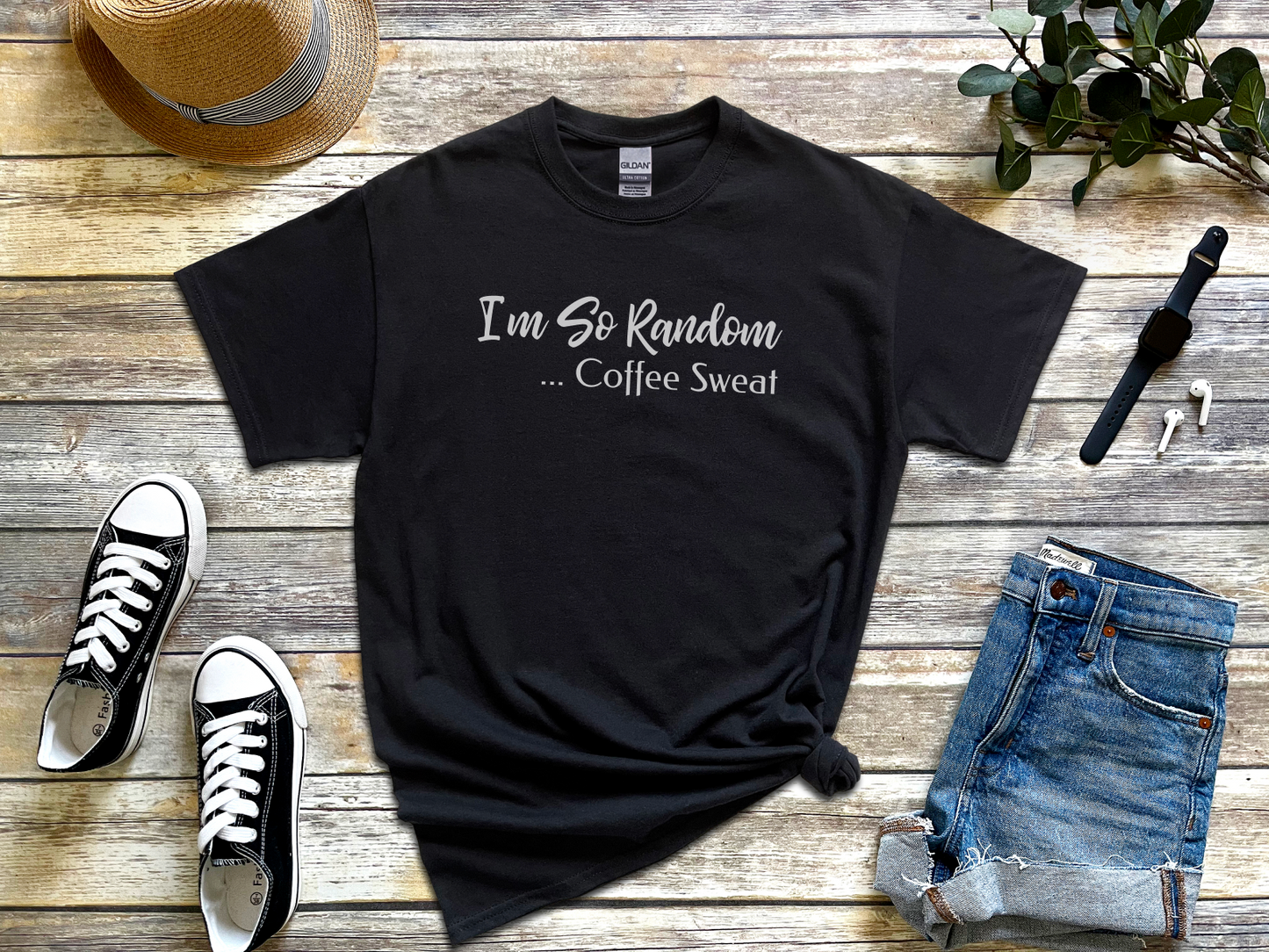 a t - shirt that says i'm so random coffee sweat