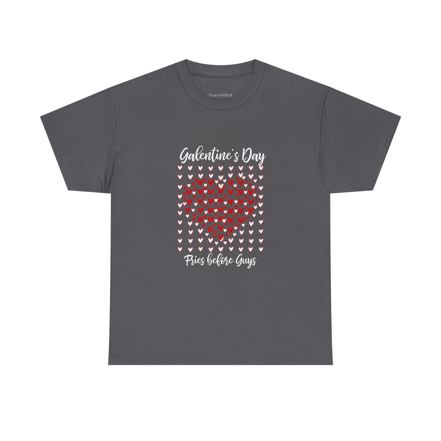 Fries Before Guys Galentine's Day Anti-Valentine Heart Mosaic Tee