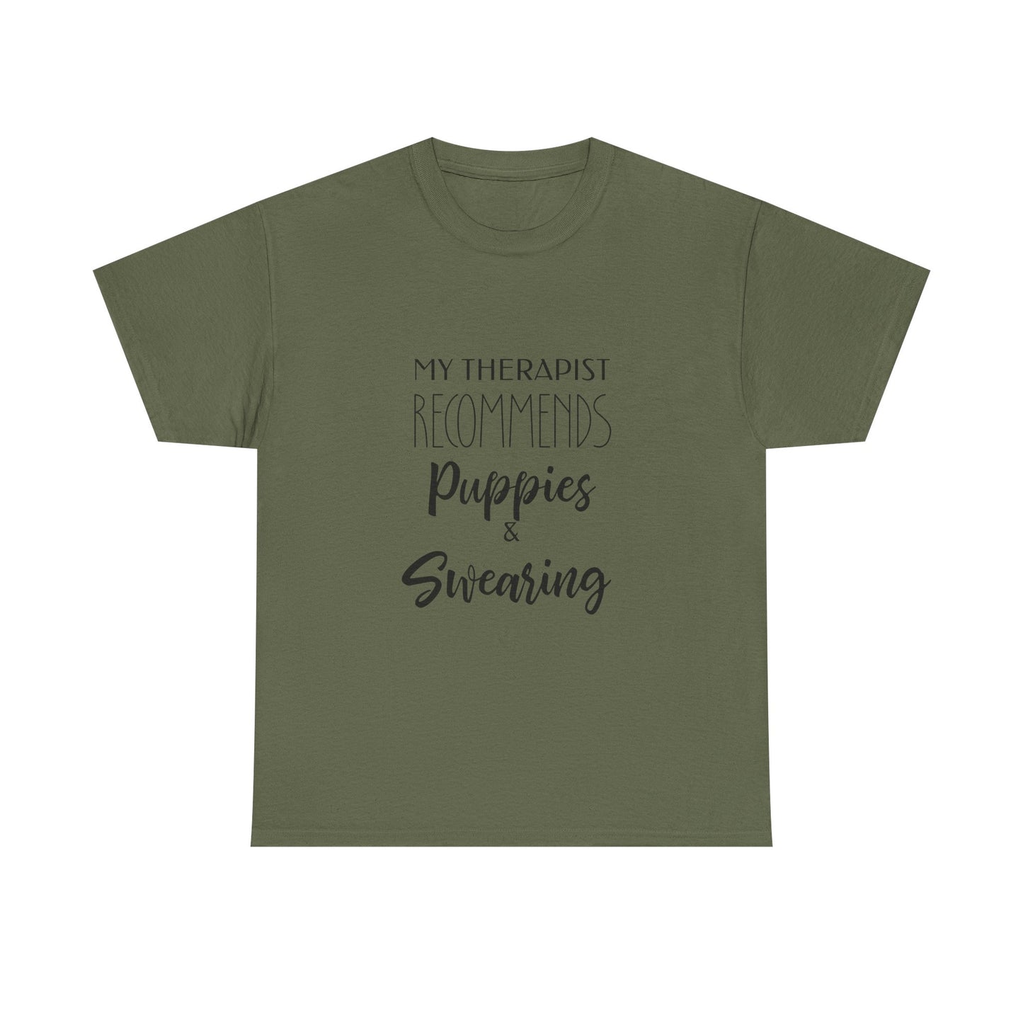 My Therapist Recommends Puppies and Swearing Funny Dog Therapy Shirt
