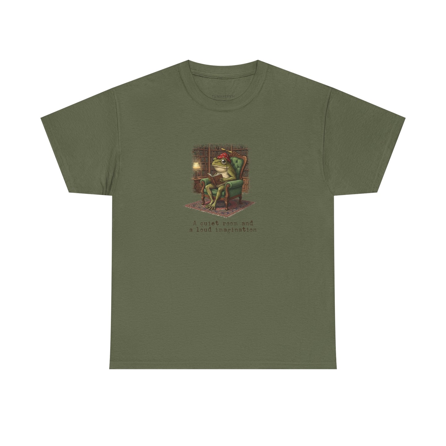 Quiet Room, Loud Imagination Frog T-Shirt. Introvert Book Lover Gift