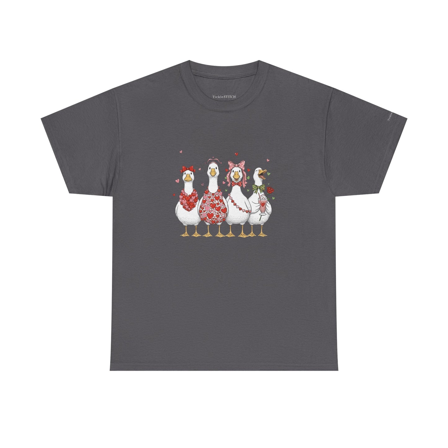 Four Feathery Valentines Geese Gag Gift Tee for Couples & Groups