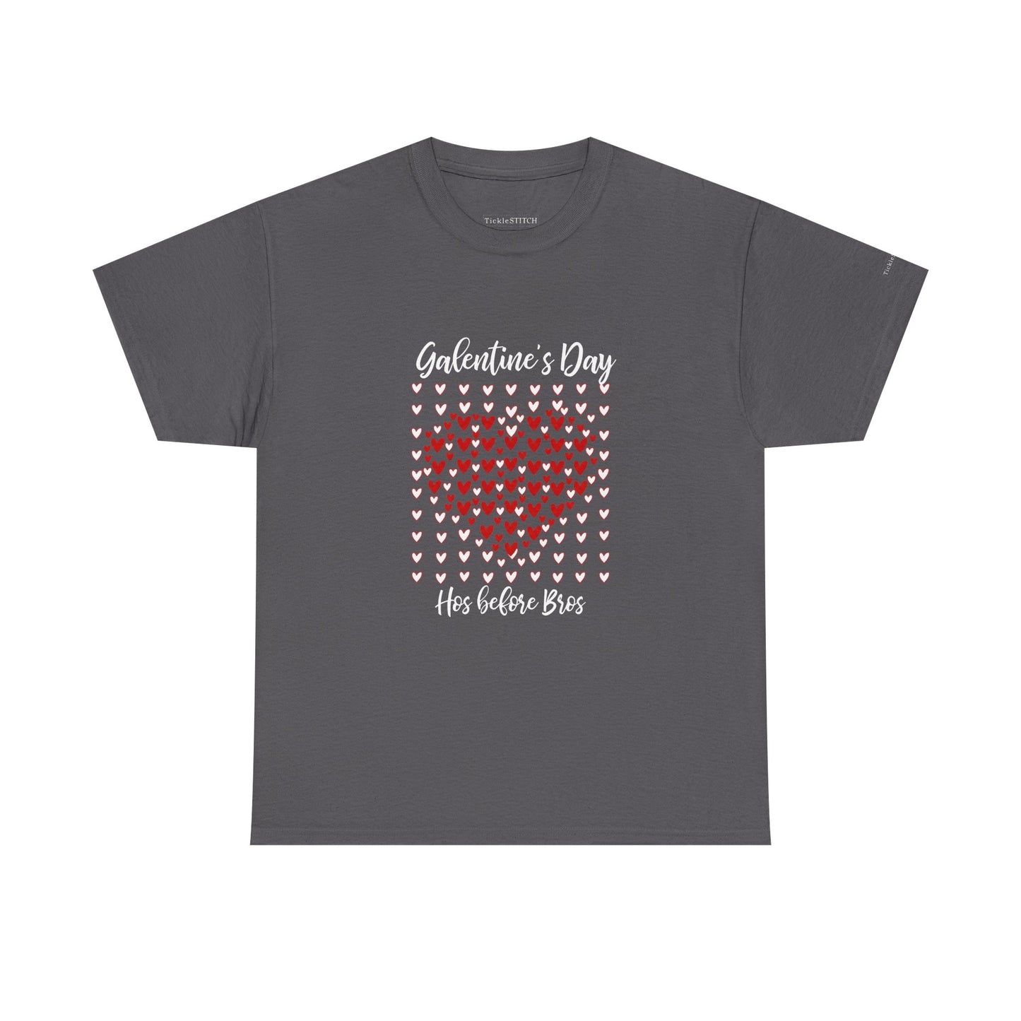 Galentine's Day Hos Before Bros Red White Heart Mosaic T-Shirt