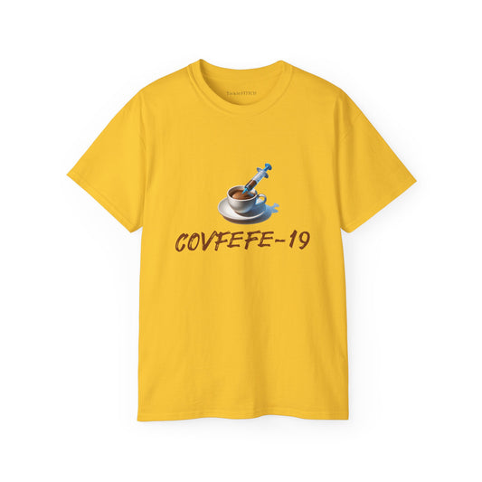 Hilarious Covfefe-19 Covid Coffee Tee: Pandemic Humor & Cafe Style